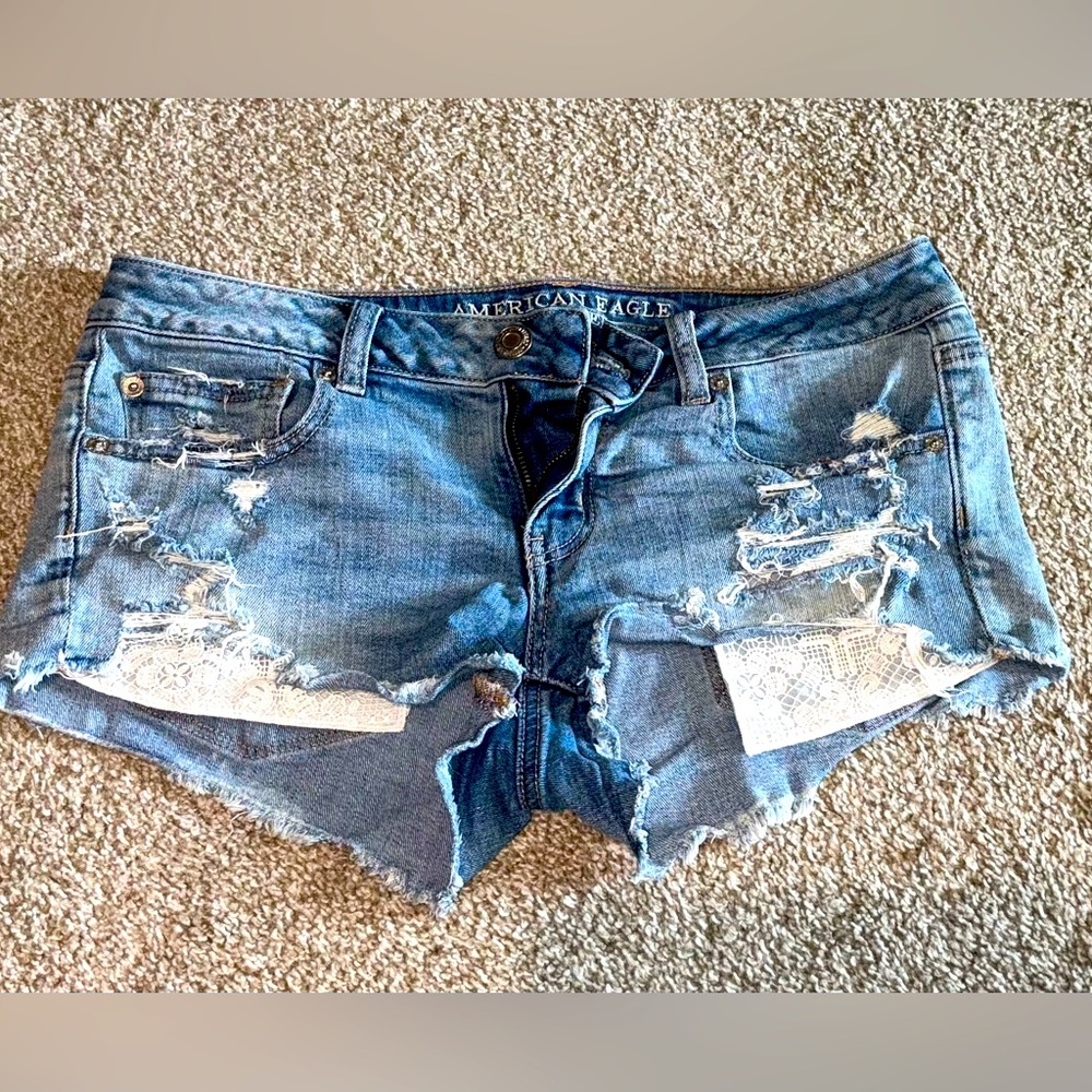 Lace and denim AE shorts size 6